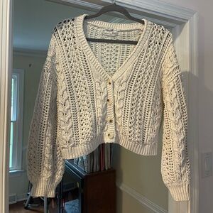 Cropped Open Knit Cardigan